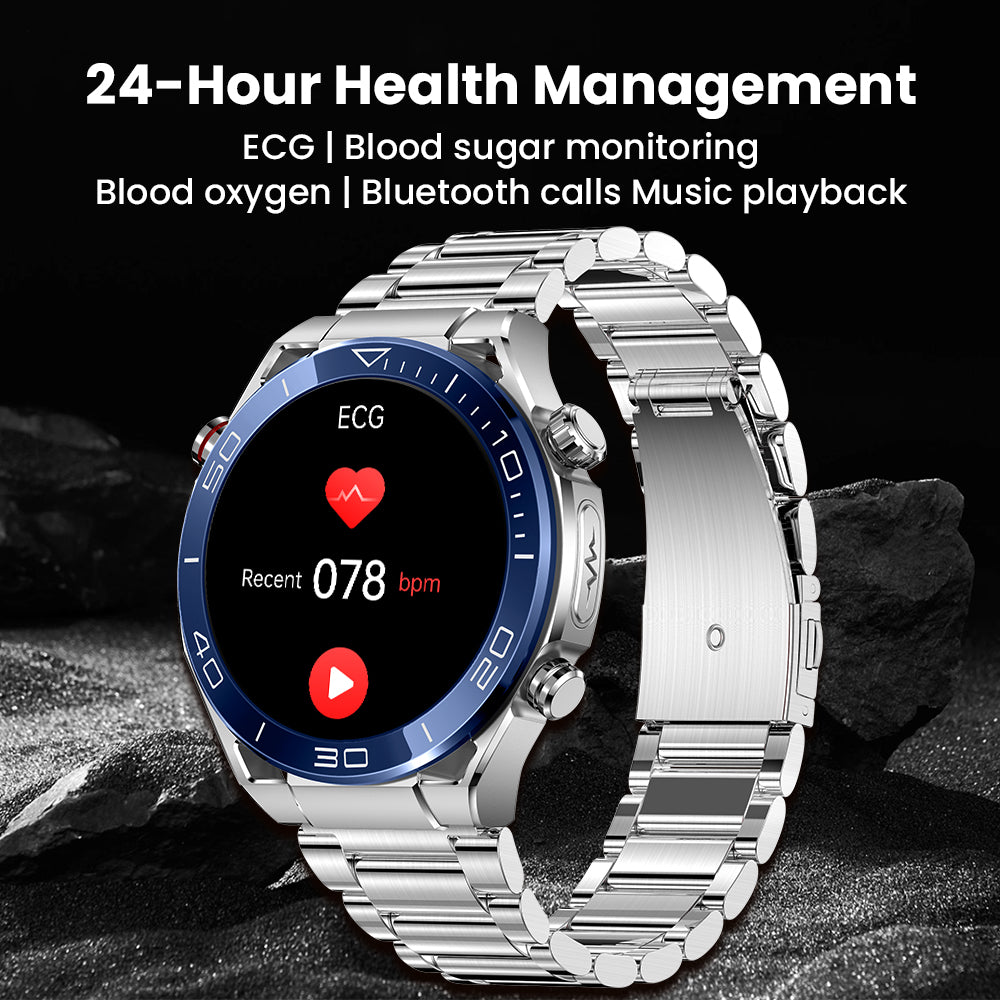 FITAOS EKG Blutzucker Blutdrucküberwachung Bluetooth Talk Sport Smartwatch