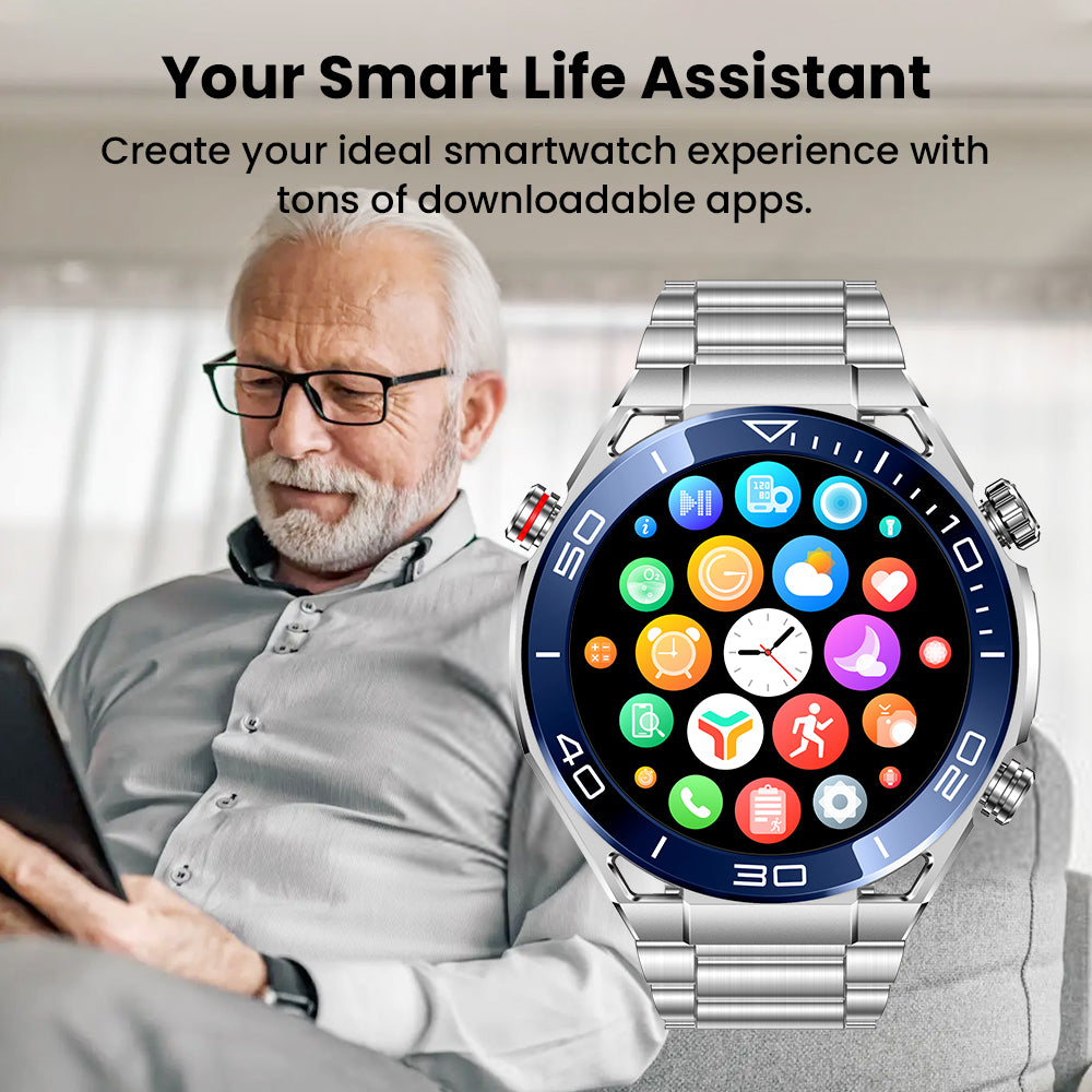 FITAOS Max 1 Herzfrequenz Blutzucker EKG/EKG Blutdrucküberwachung Bluetooth Talk Smartwatch