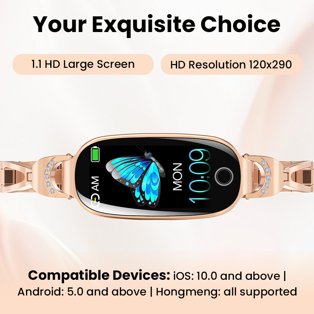 Fitaos Blutzucker Blutdrucküberwachung Luxus Diamant Design Fashion Smartwatch