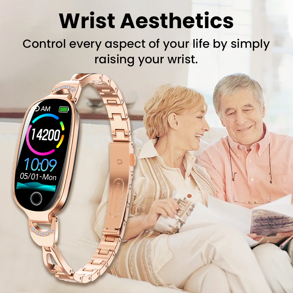 Fitaos Blutzucker Blutdrucküberwachung Luxus Diamant Design Fashion Smartwatch