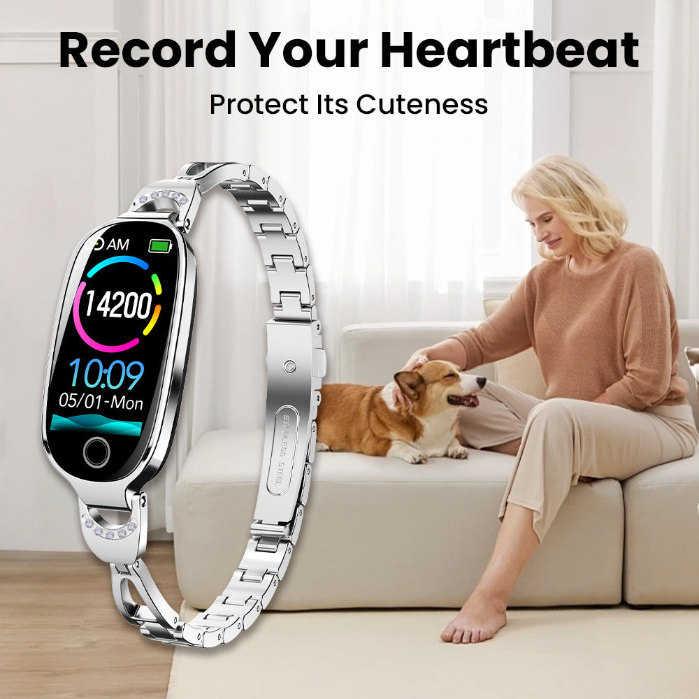 Fitaos Blutzucker Blutdrucküberwachung Luxus Diamant Design Fashion Smartwatch