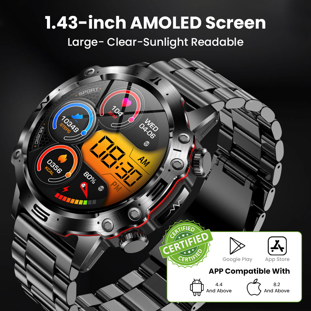 Fitaos PRO 3 High-End-EKG/EKG-Blutzucker-Gesundheits-Sport-Smartwatch