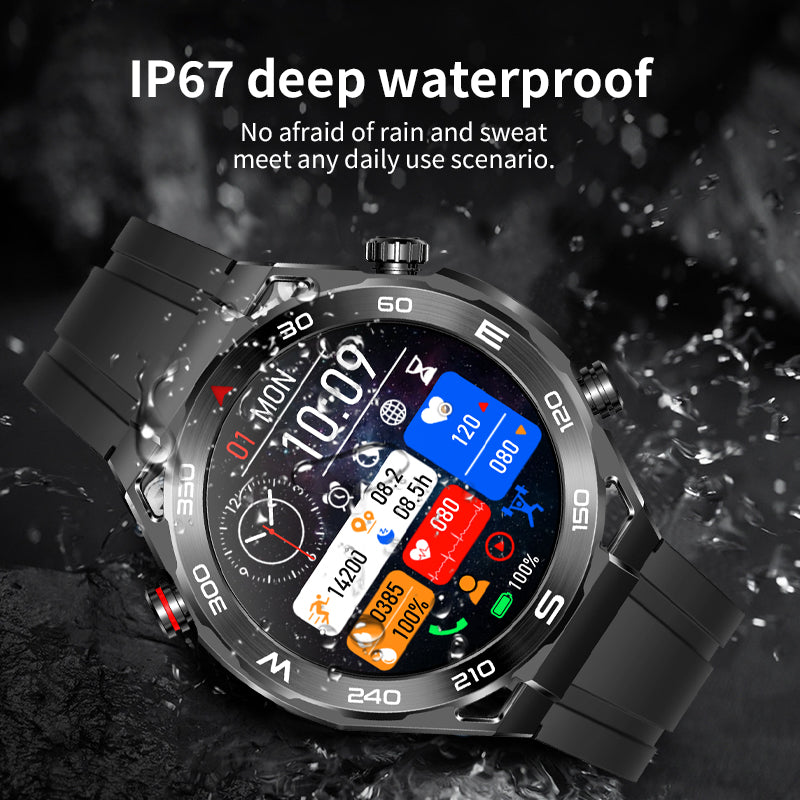 FITAOS Max 1 Herzfrequenz Blutzucker EKG/EKG Blutdrucküberwachung Bluetooth Talk Smartwatch