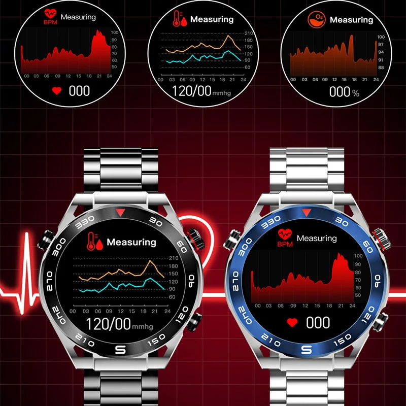 FITAOS EKG Blutzucker Blutdrucküberwachung Bluetooth Talk Sport Smartwatch