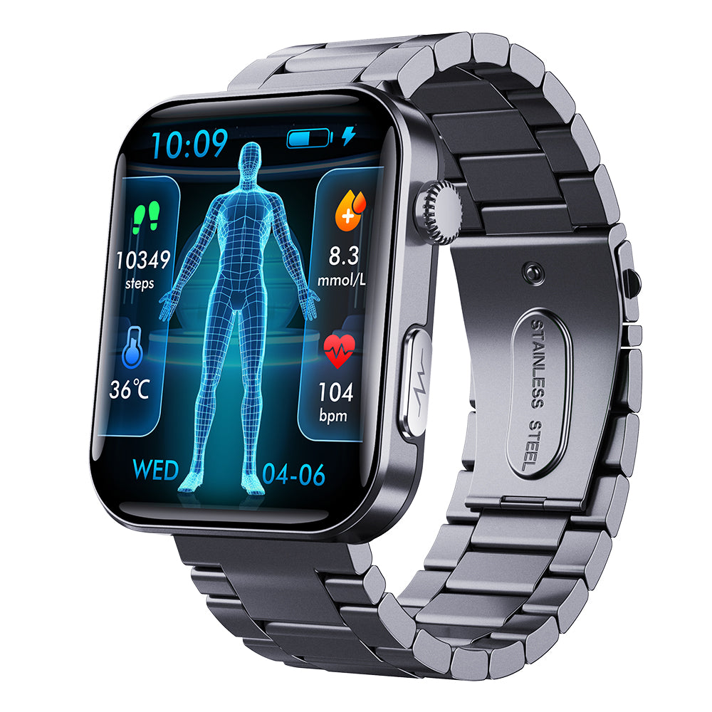 Fitaos Max 6 EKG Blutzucker Harnsäure Cholesterin Stressüberwachung Smartwatch