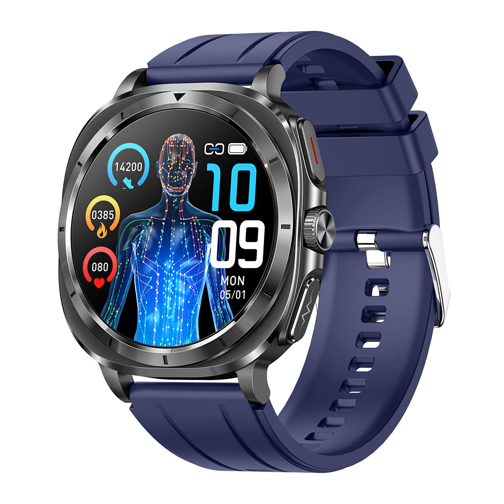 Fitaos H9 EKG Blutzucker Harnsäure Cholesterin Stressüberwachung Smartwatch