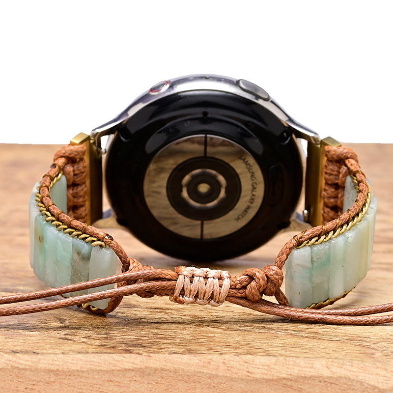 Buntes geflochtenes Uhrenarmband aus Imperial-Steinen im Bohemian-Stil