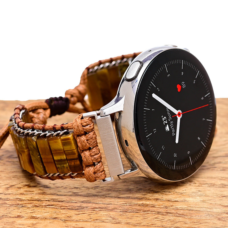 Buntes geflochtenes Uhrenarmband aus Imperial-Steinen im Bohemian-Stil