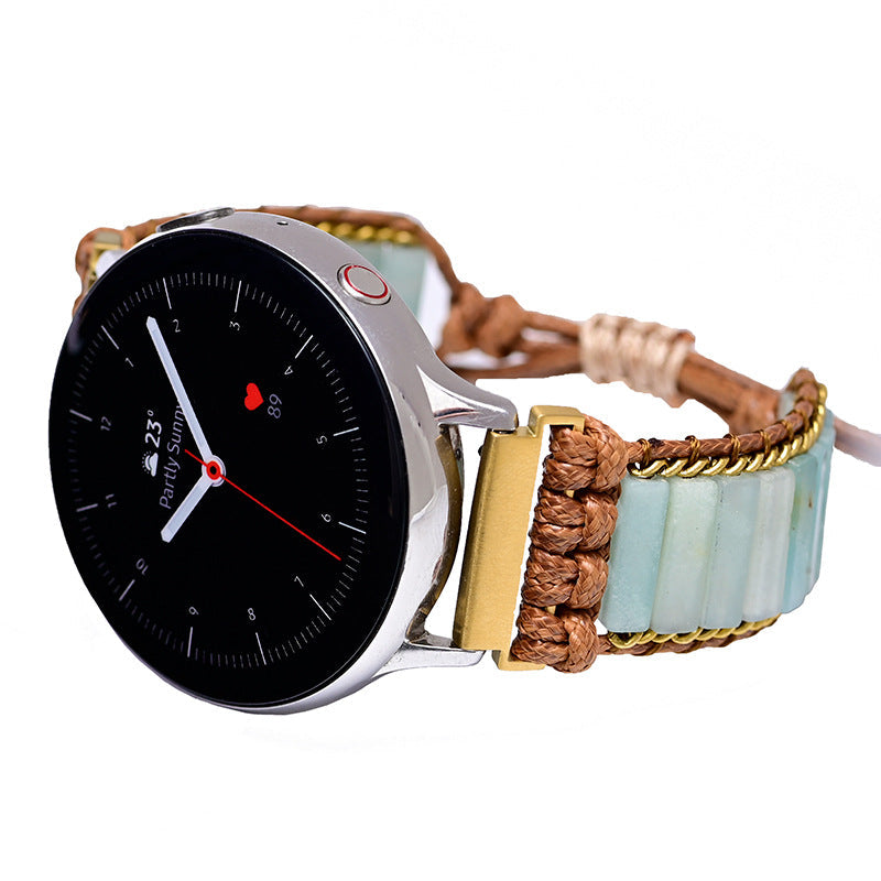 Buntes geflochtenes Uhrenarmband aus Imperial-Steinen im Bohemian-Stil
