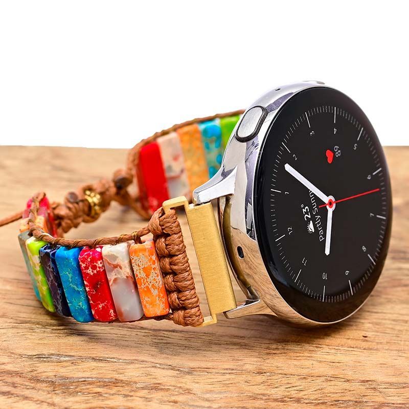 Buntes geflochtenes Uhrenarmband aus Imperial-Steinen im Bohemian-Stil
