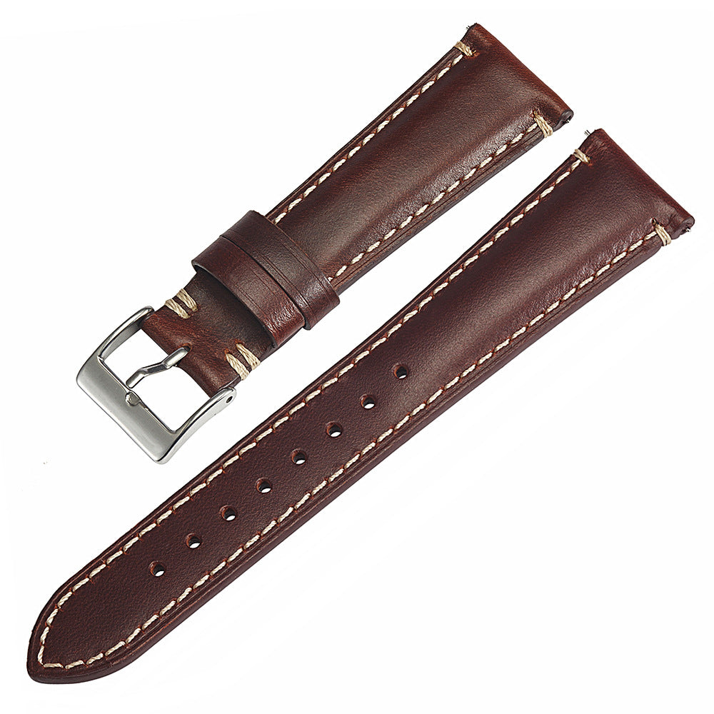 Vintage Kalbslederband mit doppelter Naht 20 / 22 / 24 mm