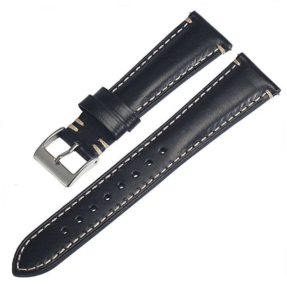 Vintage Kalbslederband mit doppelter Naht 20 / 22 / 24 mm