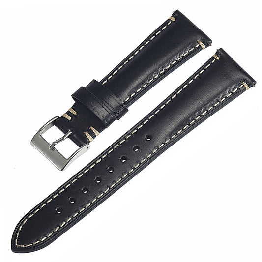Vintage Kalbslederband mit doppelter Naht 20 / 22 / 24 mm