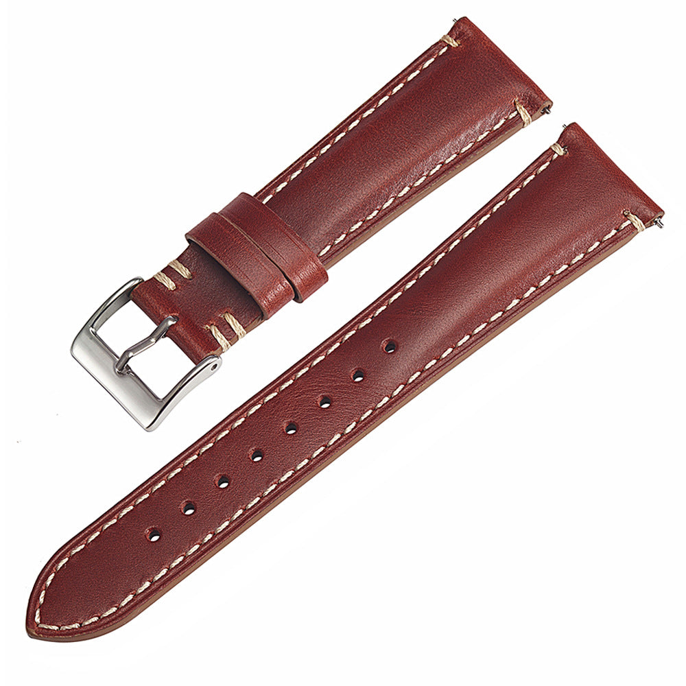 Vintage Kalbslederband mit doppelter Naht 20 / 22 / 24 mm