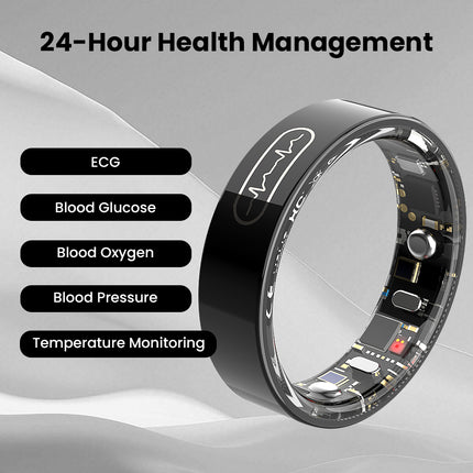FITAOS R09 Blood Glucose ECG/EKG Blood Pressure Monitoring AI Health Analysis Smart Ring