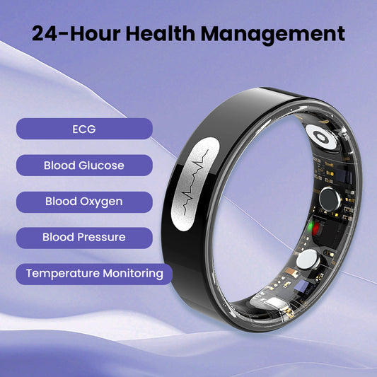 FITAOS R08 Blood Glucose ECG/EKG Blood Pressure Monitoring AI Health Analysis Smart Ring