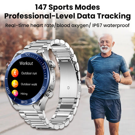 FITAOS EKG Blutzucker Blutdrucküberwachung Bluetooth Talk Sport Smartwatch 