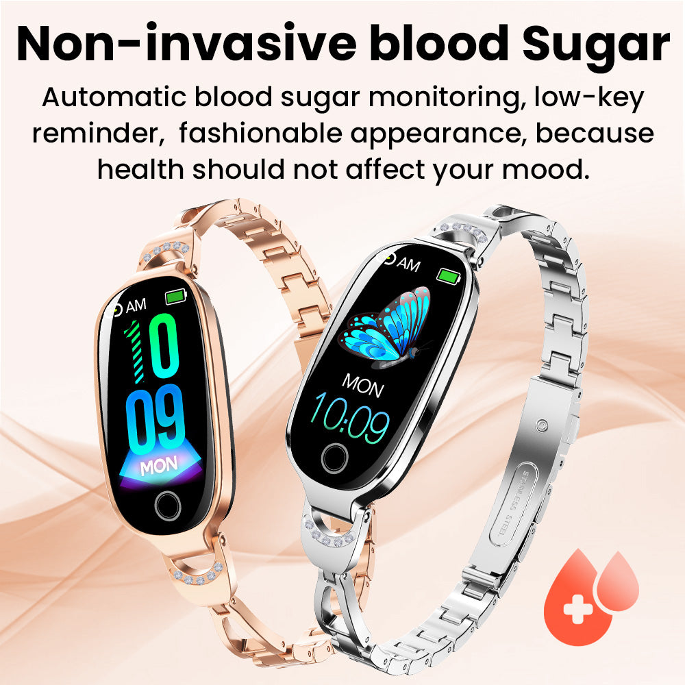 Fitaos Blutzucker Blutdrucküberwachung Luxus Diamant Design Fashion Smartwatch 