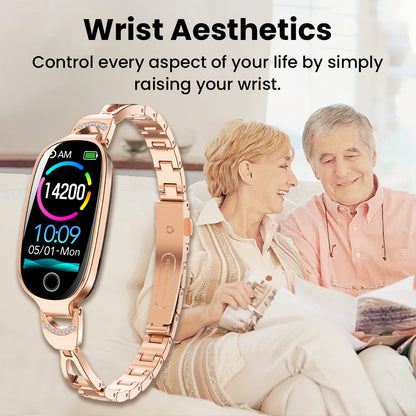 Fitaos Blutzucker Blutdrucküberwachung Luxus Diamant Design Fashion Smartwatch 