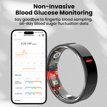 Fitaos R05 Blood Sugar Blood Pressure Blood oxygen HRV Sleep Monitoring Waterproof Smart Ring