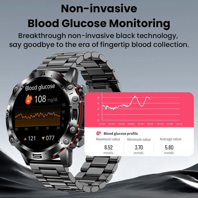 Fitaos PRO 3 High-End-EKG/EKG-Blutzucker-Gesundheits-Sport-Smartwatch
