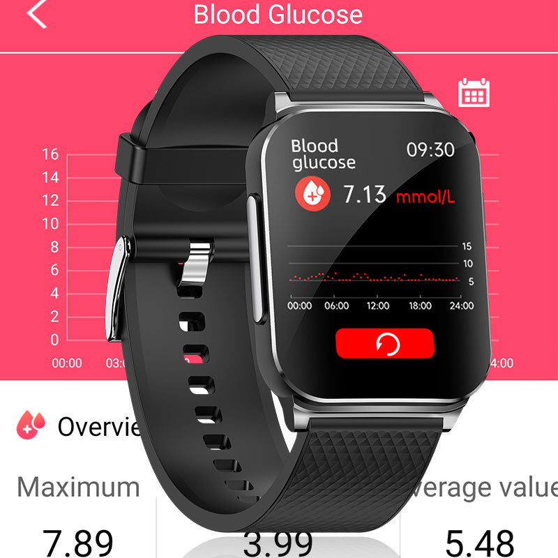 Fitaos HD Großbild Dynamisches EKG Kontinuierliche Überwachung Blutzuckerüberwachung Smart Sportuhr 