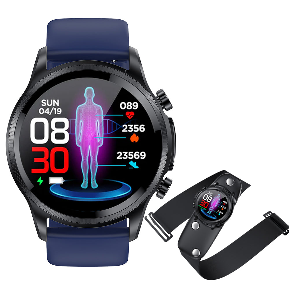 Fitaos Blutzuckermessgerät, HD-Touch, Brustpflaster, sofortige EKG-Analyse, Sport-Smartwatch 