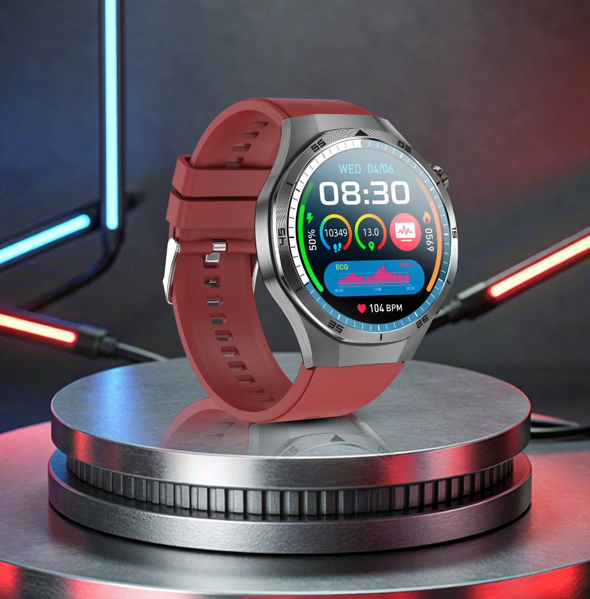 Fitaos H9 EKG Blutzucker Harnsäure Cholesterin Stressüberwachung Smartwatch