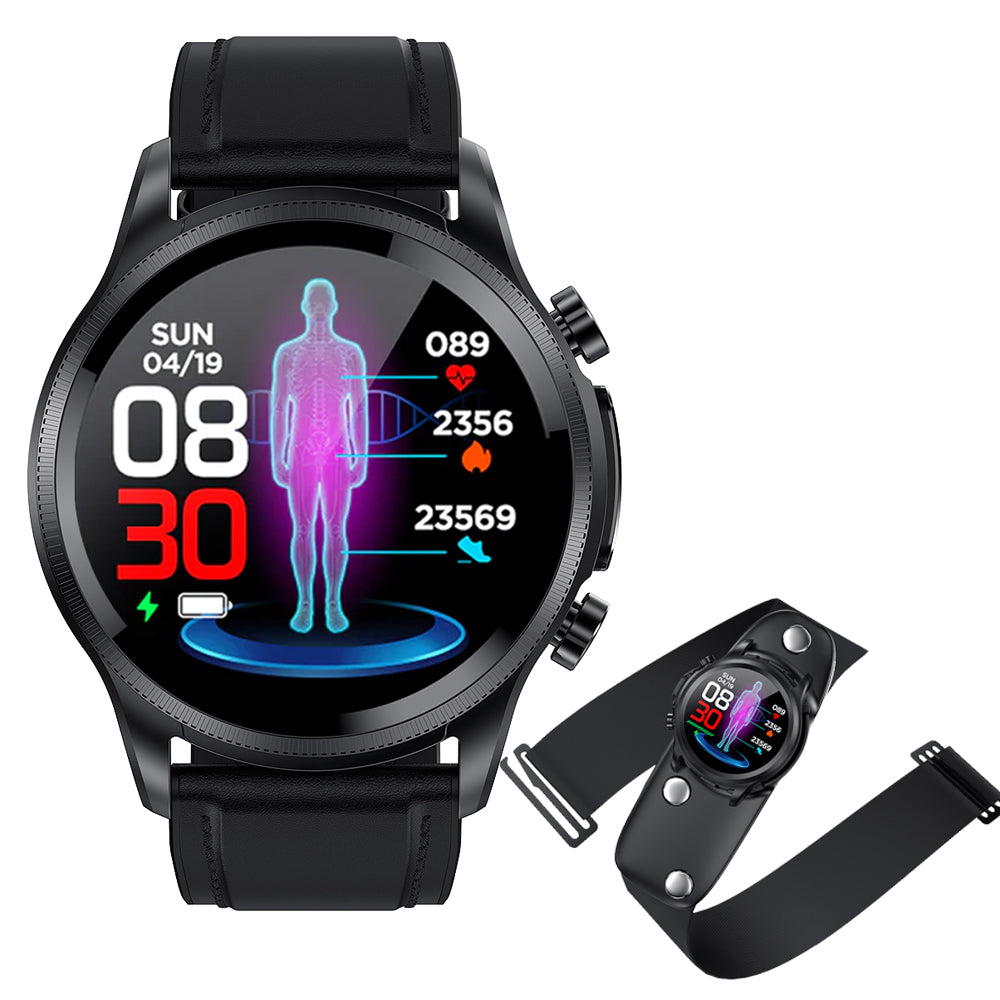 Fitaos Blutzuckermessgerät, HD-Touch, Brustpflaster, sofortige EKG-Analyse, Sport-Smartwatch 