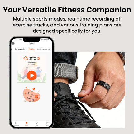 FITAOS R09 Blood Glucose ECG/EKG Blood Pressure Monitoring AI Health Analysis Smart Ring