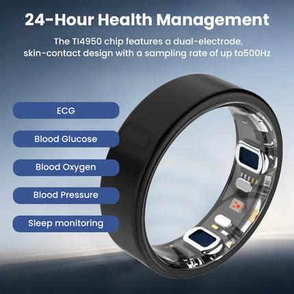 FITAOS V8 High-end Flagship Blood Glucose ECG/EKG Blood Pressure Monitoring AI Health Analysis Smart Ring