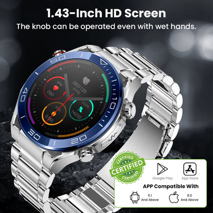 FITAOS Max 1 Herzfrequenz Blutzucker EKG/EKG Blutdrucküberwachung Bluetooth Talk Smartwatch 