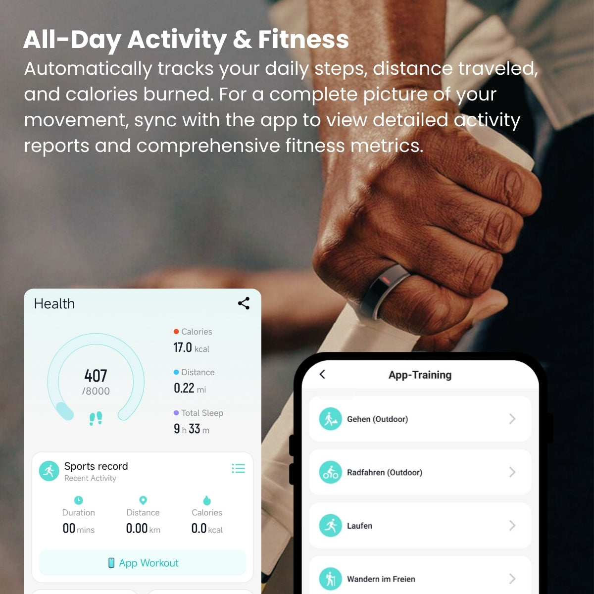 Fitaos R05 Blood Sugar Blood Pressure Blood oxygen HRV Sleep Monitoring Waterproof Smart Ring